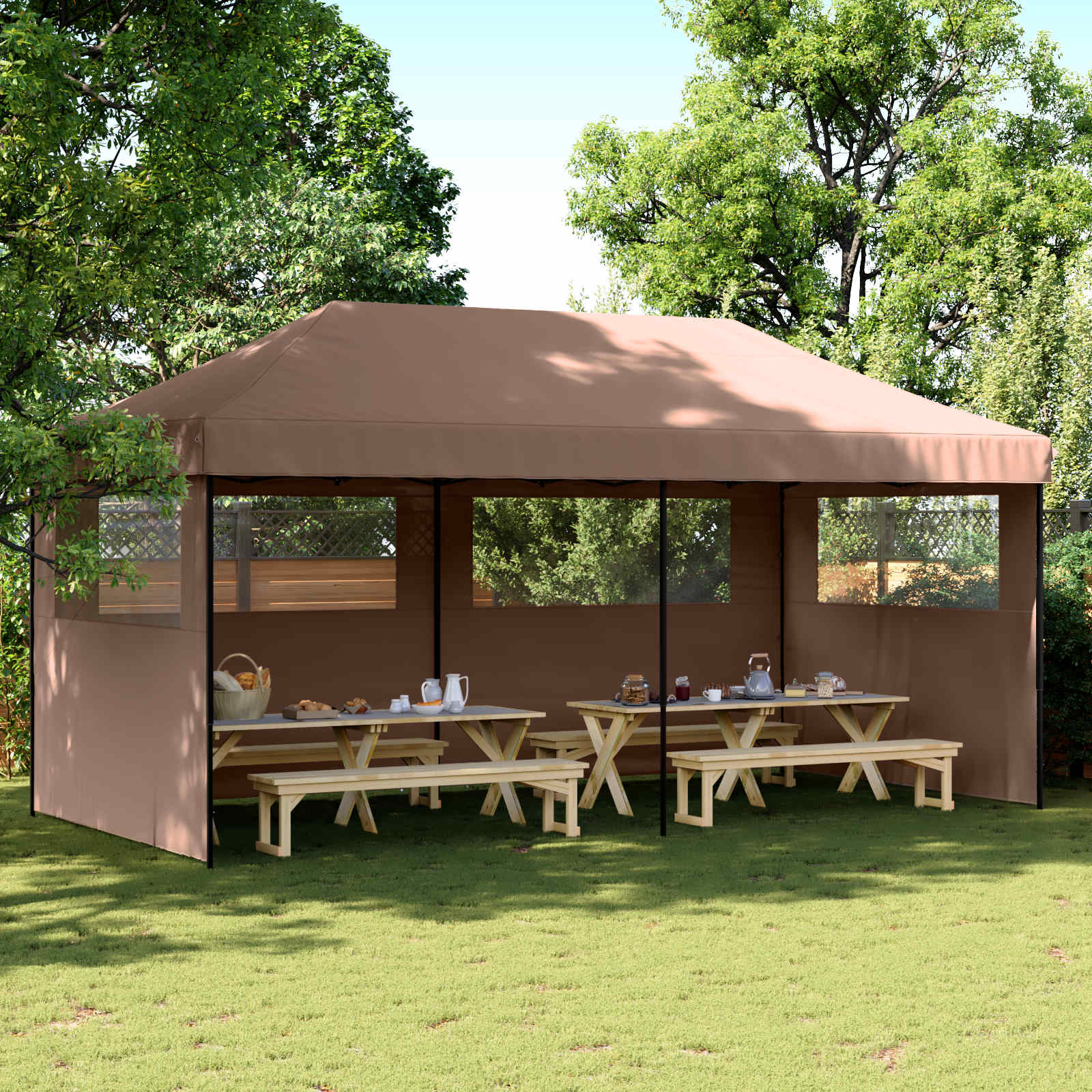 Partytelt Brun 292 x 580 x 315 cm Oxford Stoff vidaXL