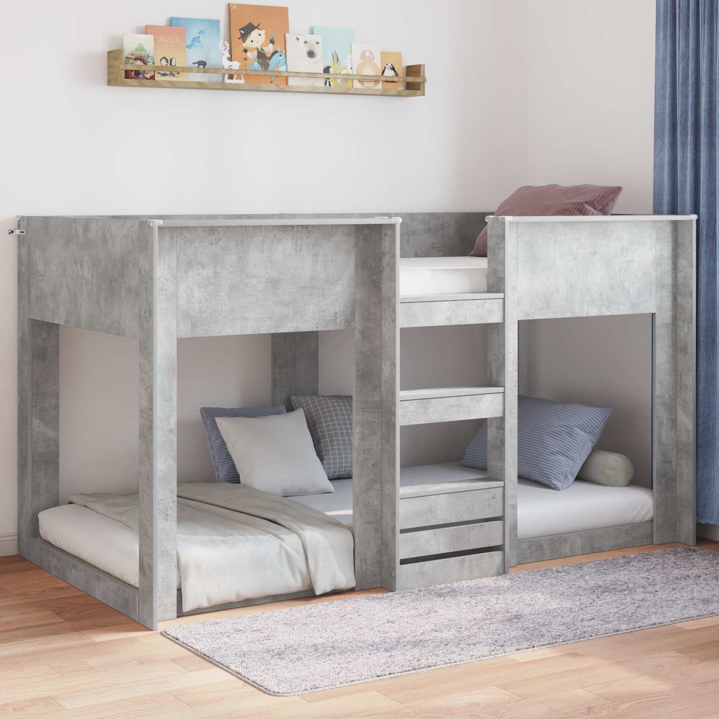Gulvbedramme Betonggrå 90 x 190 cm Konstruert tre