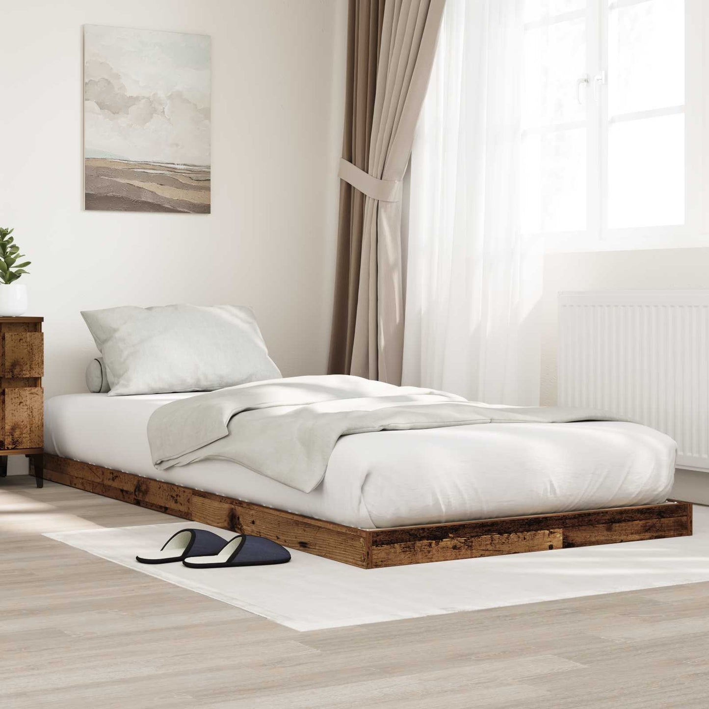 Gulvbedramme Gammelt tre 90 x 190 cm Konstruert tre
