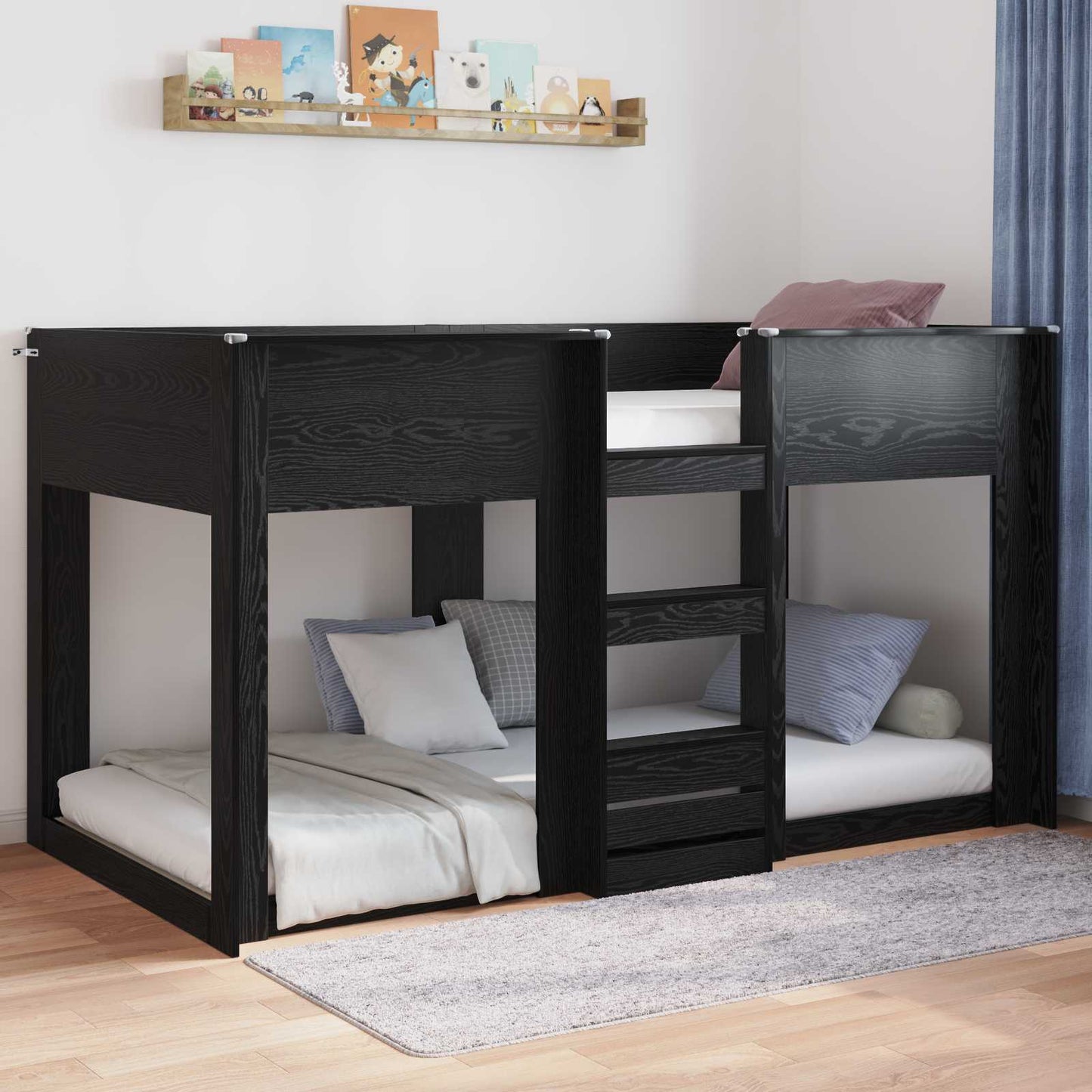 Gulvbedramme Svart Eik 80 x 200 cm Konstruert tre