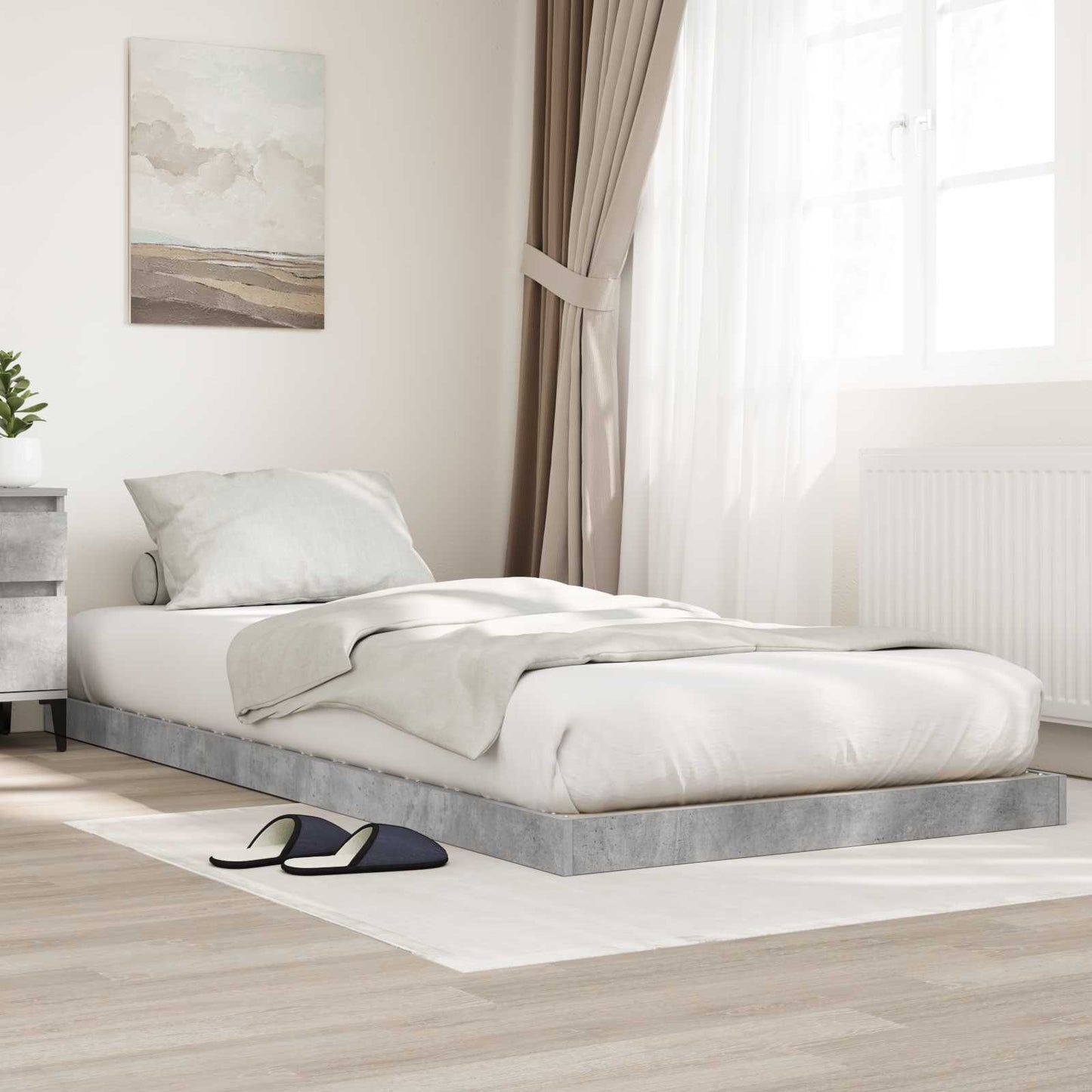 Gulvbedramme Betonggrå 80 x 200 cm Konstruert tre