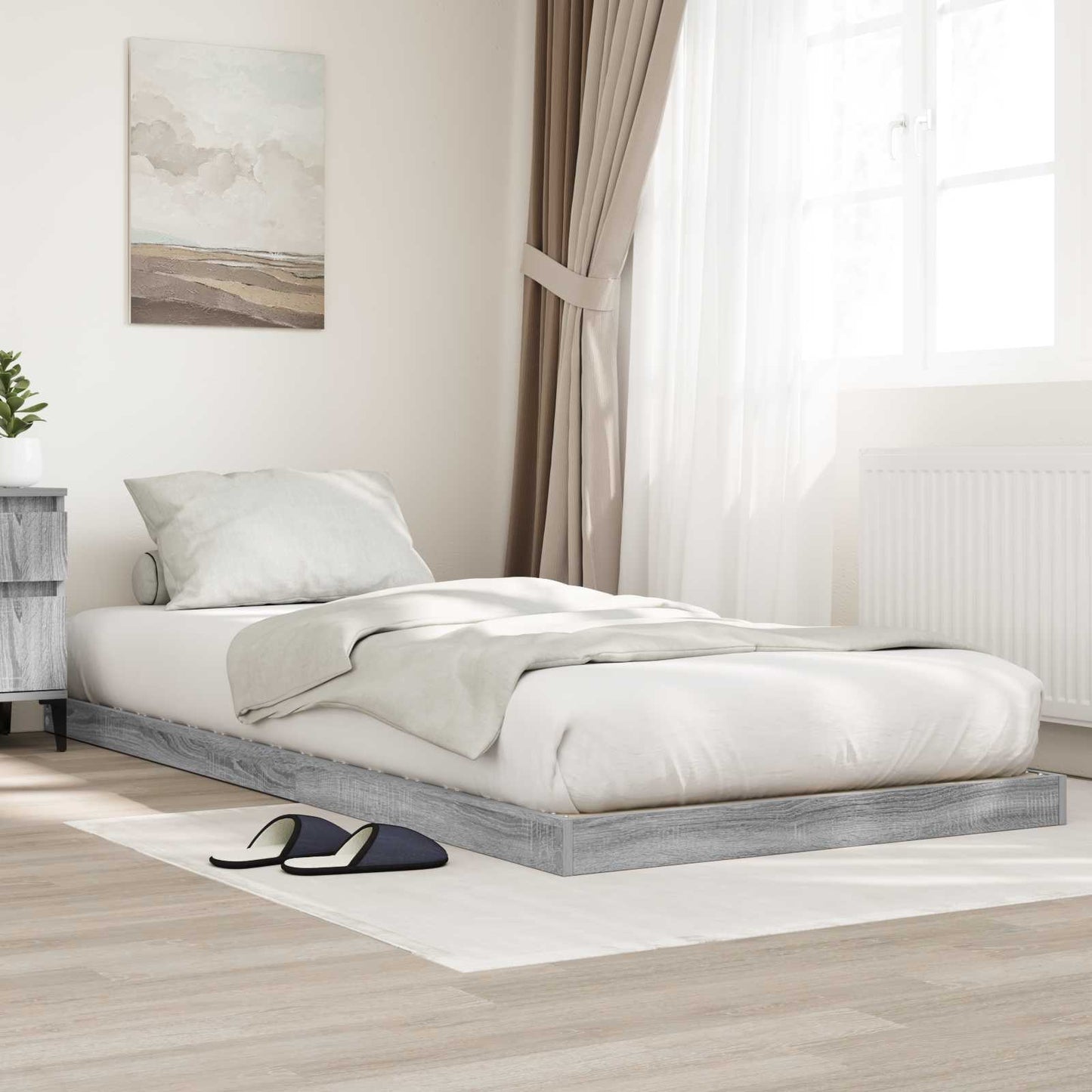 Gulvbedramme Grå Sonoma 100 x 200 cm Konstruert tre