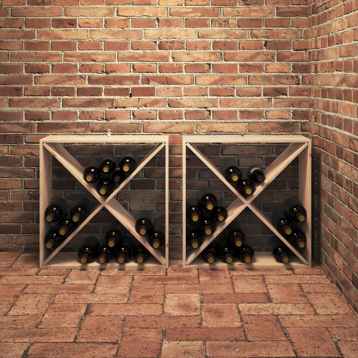 Vinhylle 2 stk. Naturlig 62 x 25 x 62 cm Massiv furu