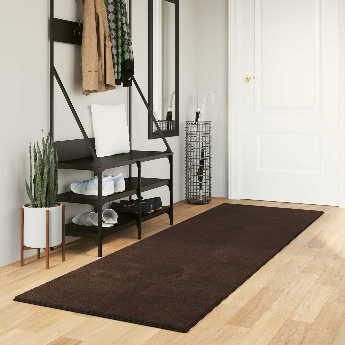 Medium Pile Soft and Washable Rug HUARTE Brun 250 x 80 cm