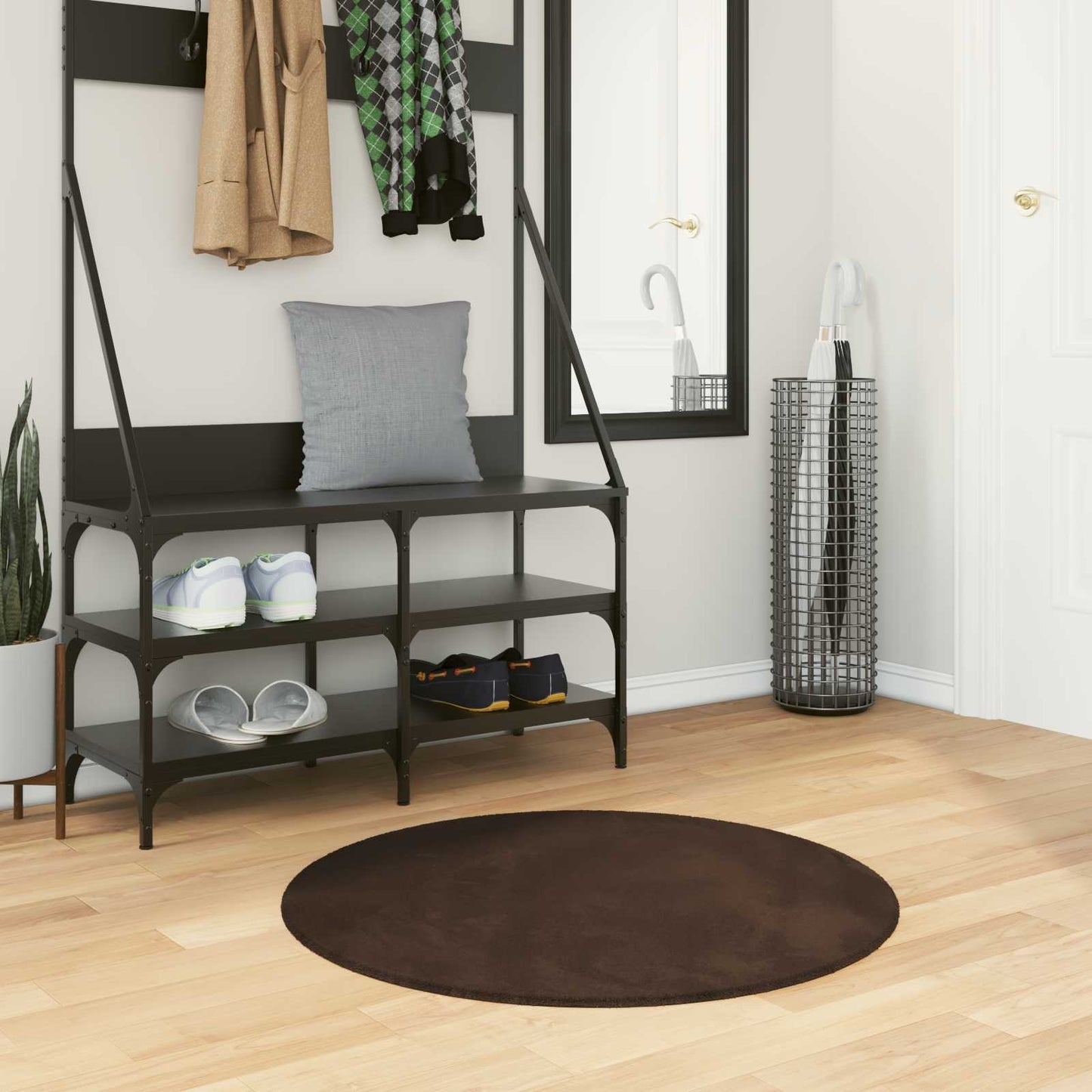 Medium Pile Soft and Washable Rug HUARTE Brun Ø 80 CM Polyester
