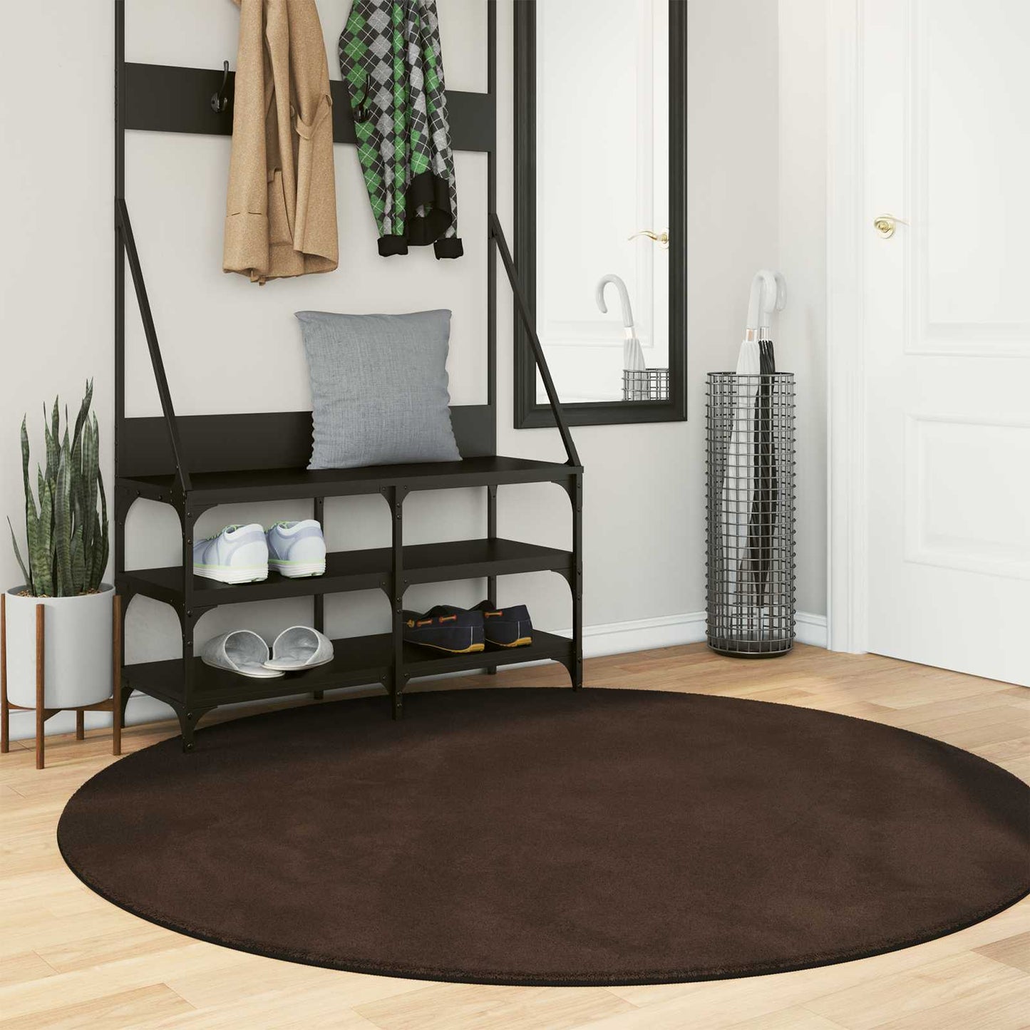 Medium Pile Soft and Washable Rug HUARTE Brun Ø 160 CM