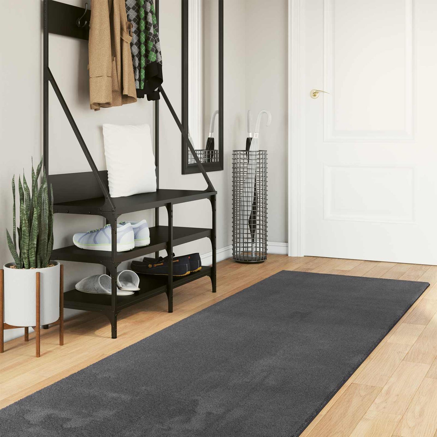 Medium Pile Soft and Washable Rug HUARTE Antrasitt 80 x 400 cm