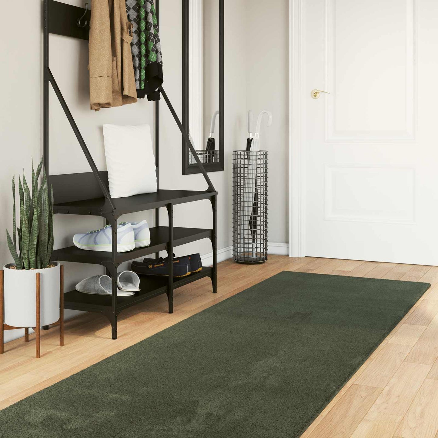 Medium Pile Soft and Washable Rug HUARTE Skoggrønn 300 x 80 cm