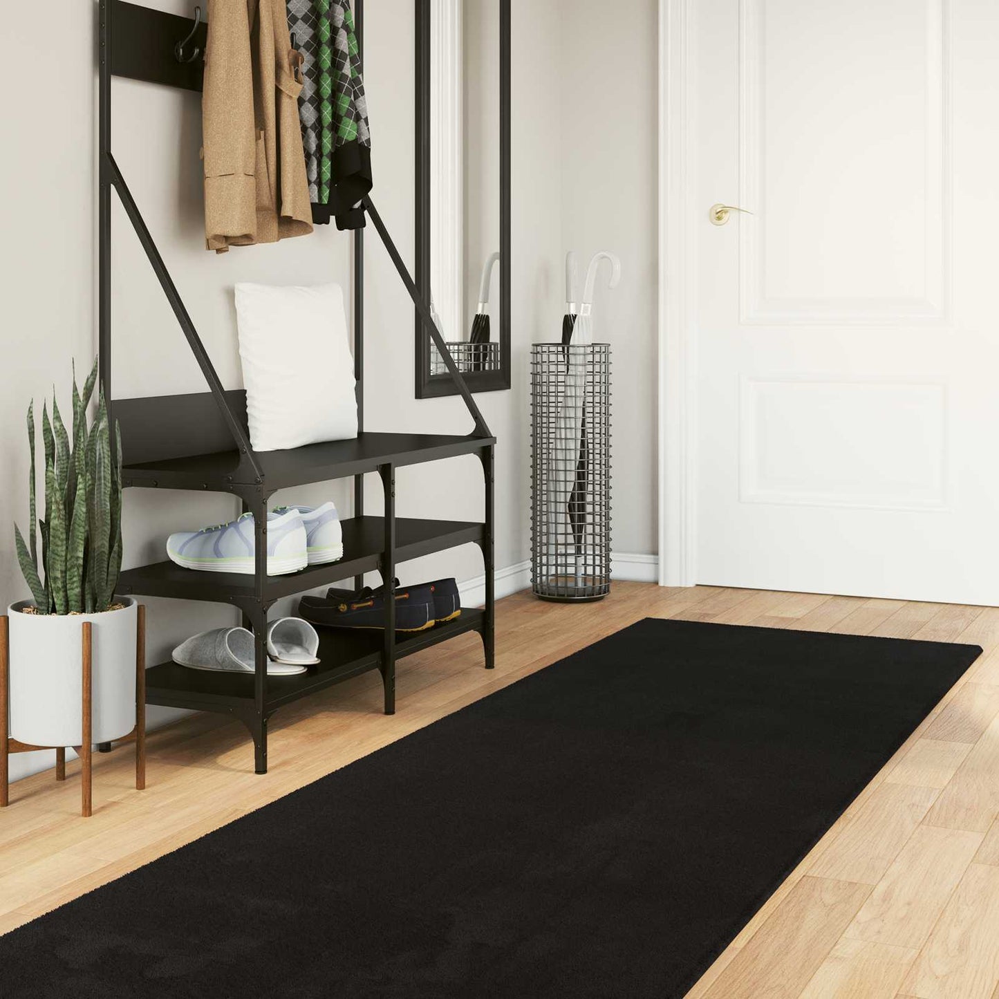 Medium Pile Soft and Washable Rug HUARTE Svart 300 x 80 cm