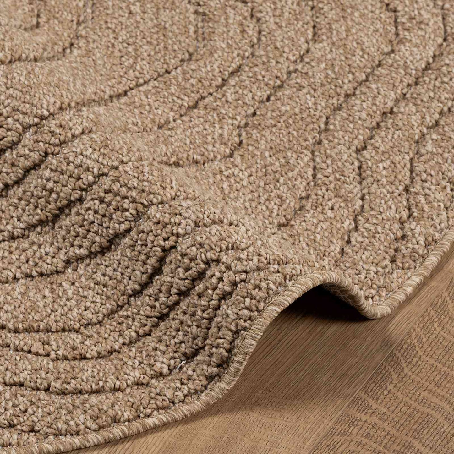 Områdetepper Rund Moiré AGIRA Naturlig Ø 200 CM Polyester