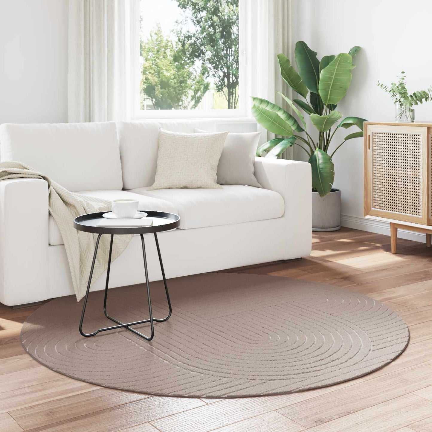 Områdetepper Rund PALMERAS Beige Ø 120 CM Polyester