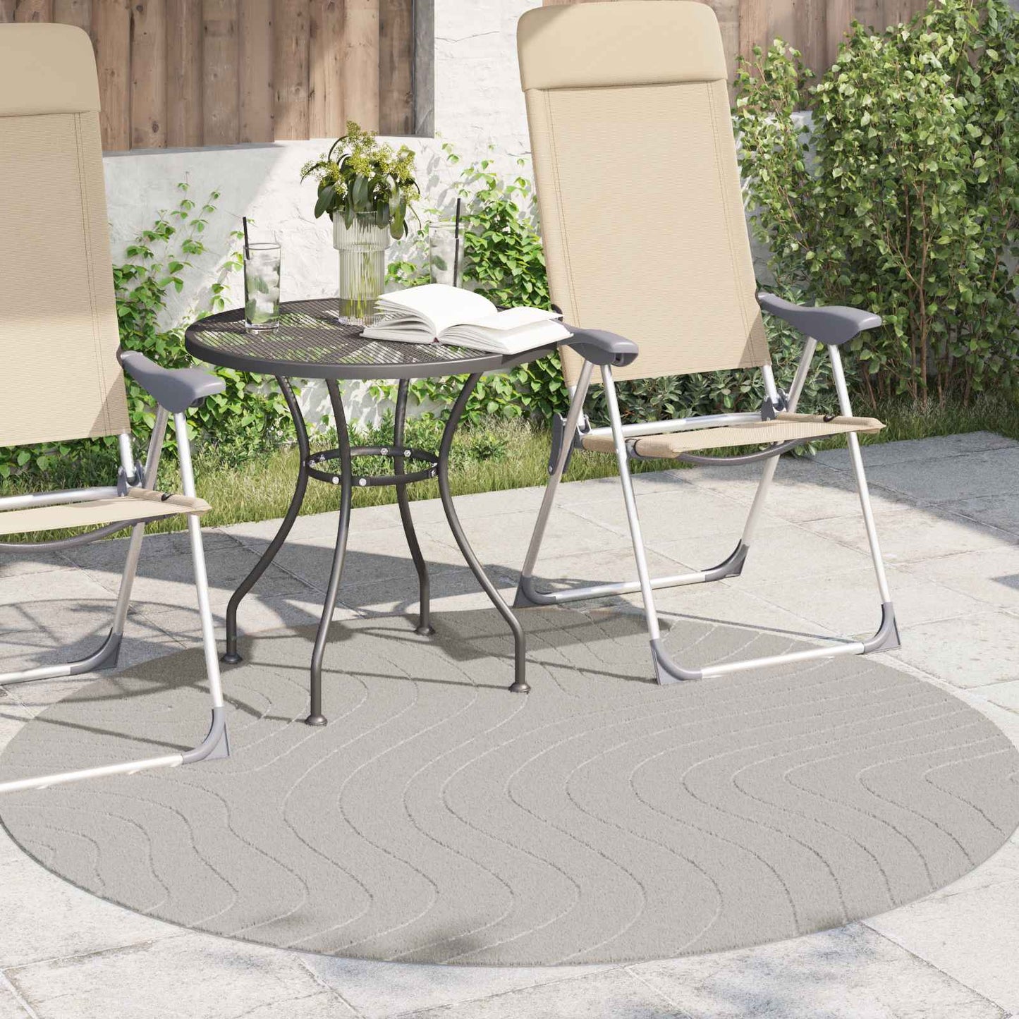 Områdetepper Rund PALMERAS Krem Ø 120 CM Polyester