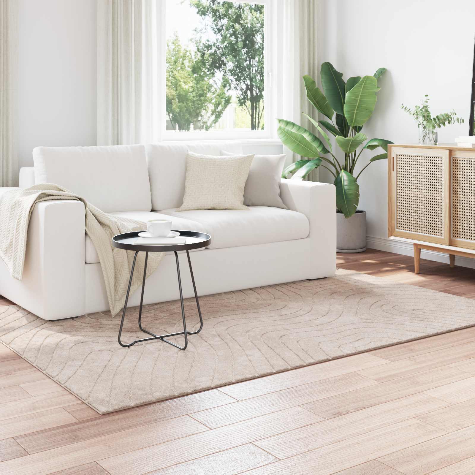 Områdetepper Rektangulær HUARTE Beige 230 x 160 cm Polyester vidaXL