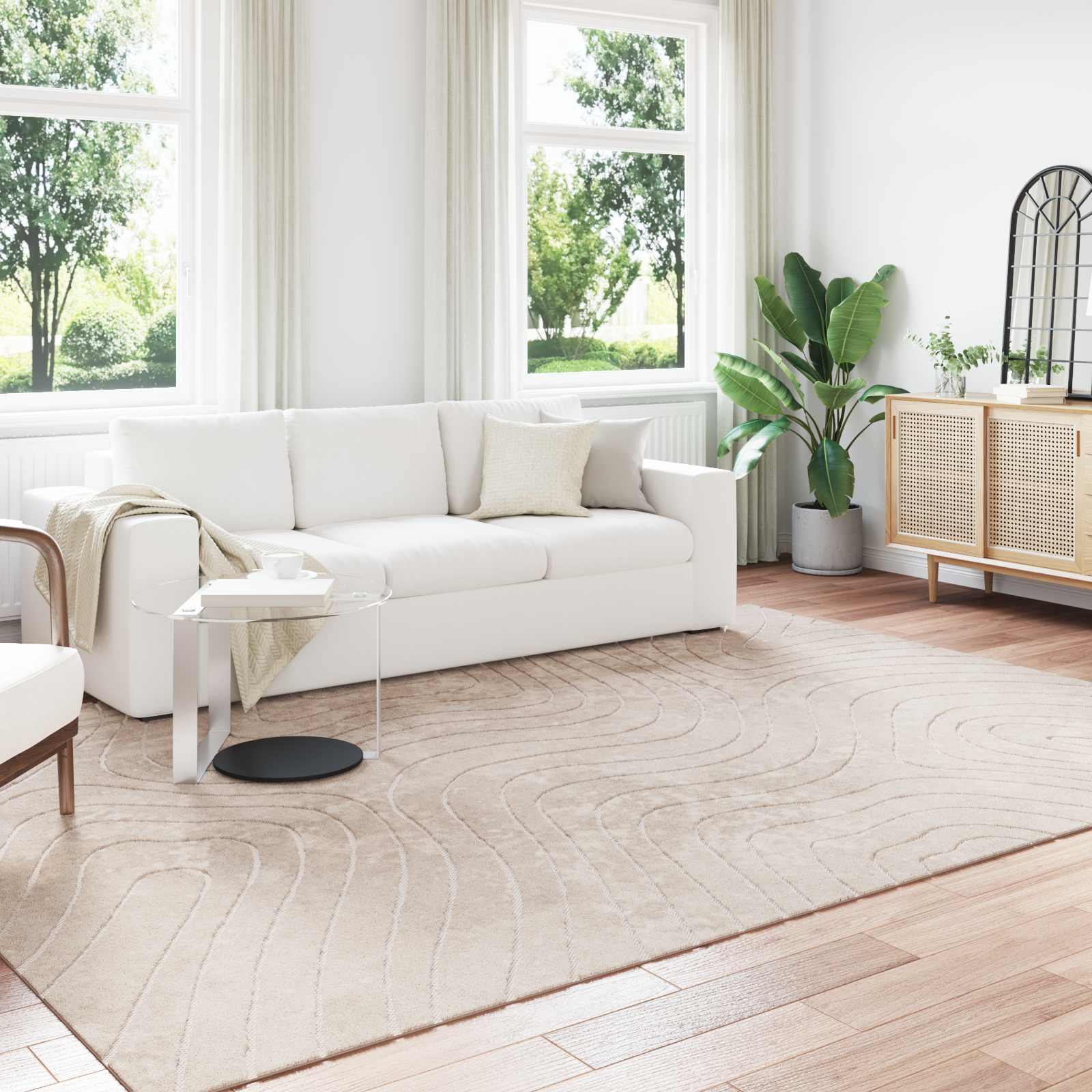 Områdetepper Rektangulær HUARTE Beige 280 x 200 cm Polyester vidaXL