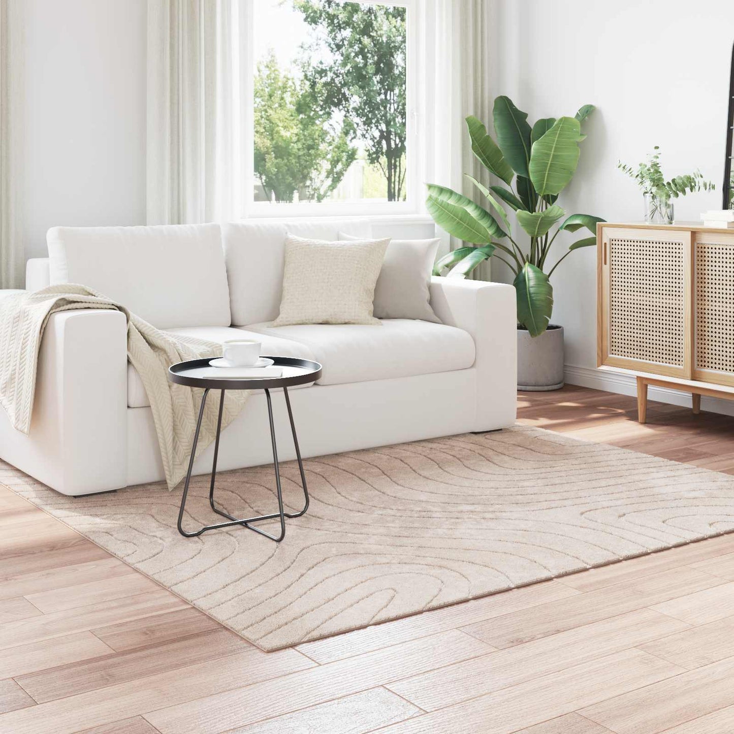 Områdetepper Torget HUARTE Beige 120 x 120 cm Polyester vidaXL