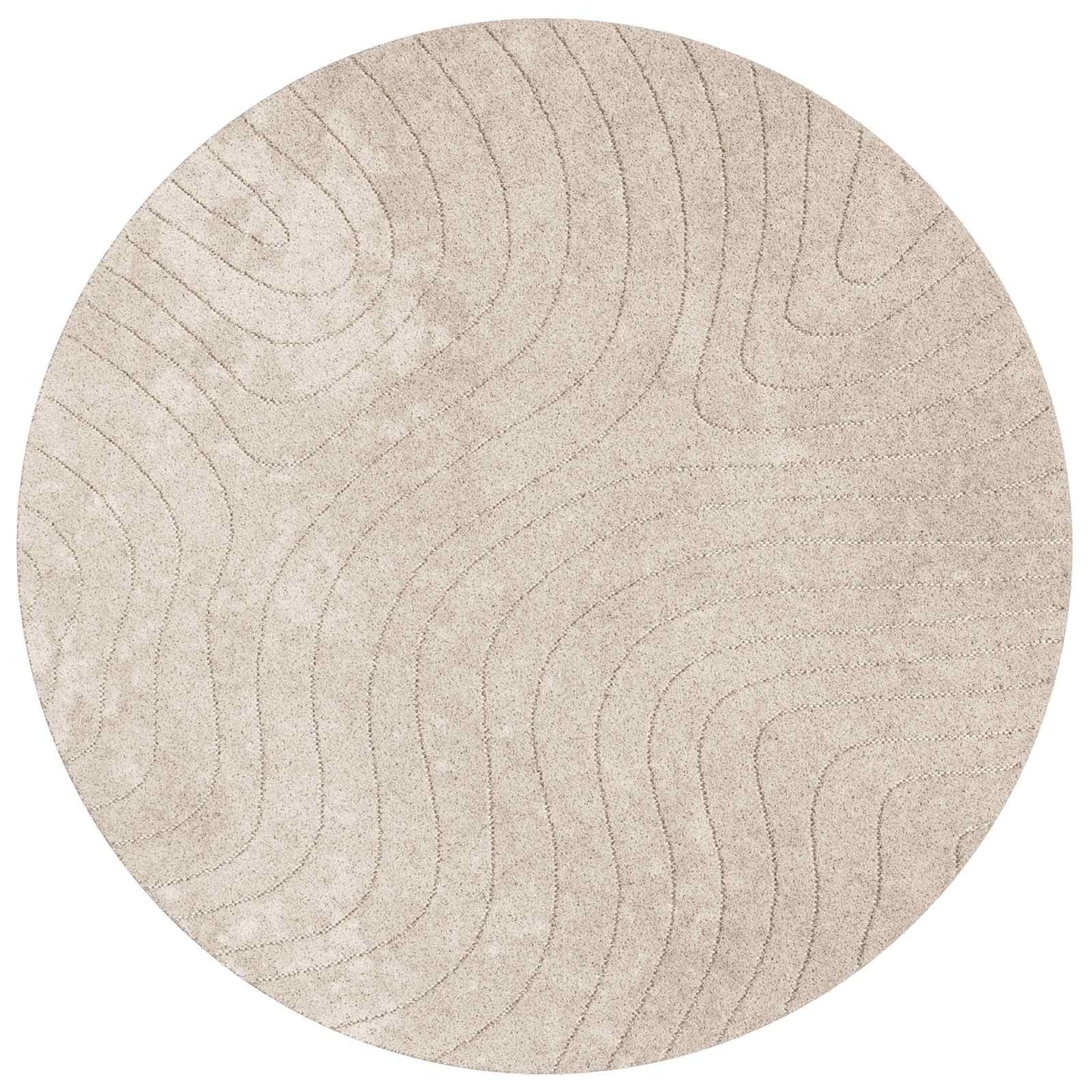 Områdetepper Rund HUARTE Beige Ø 120 CM Polyester vidaXL