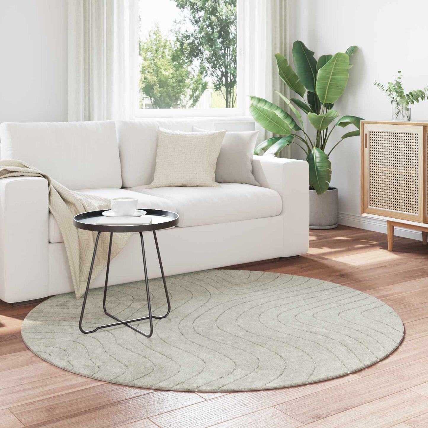 Områdetepper Rund HUARTE grønn Ø 120 CM Polyester vidaXL