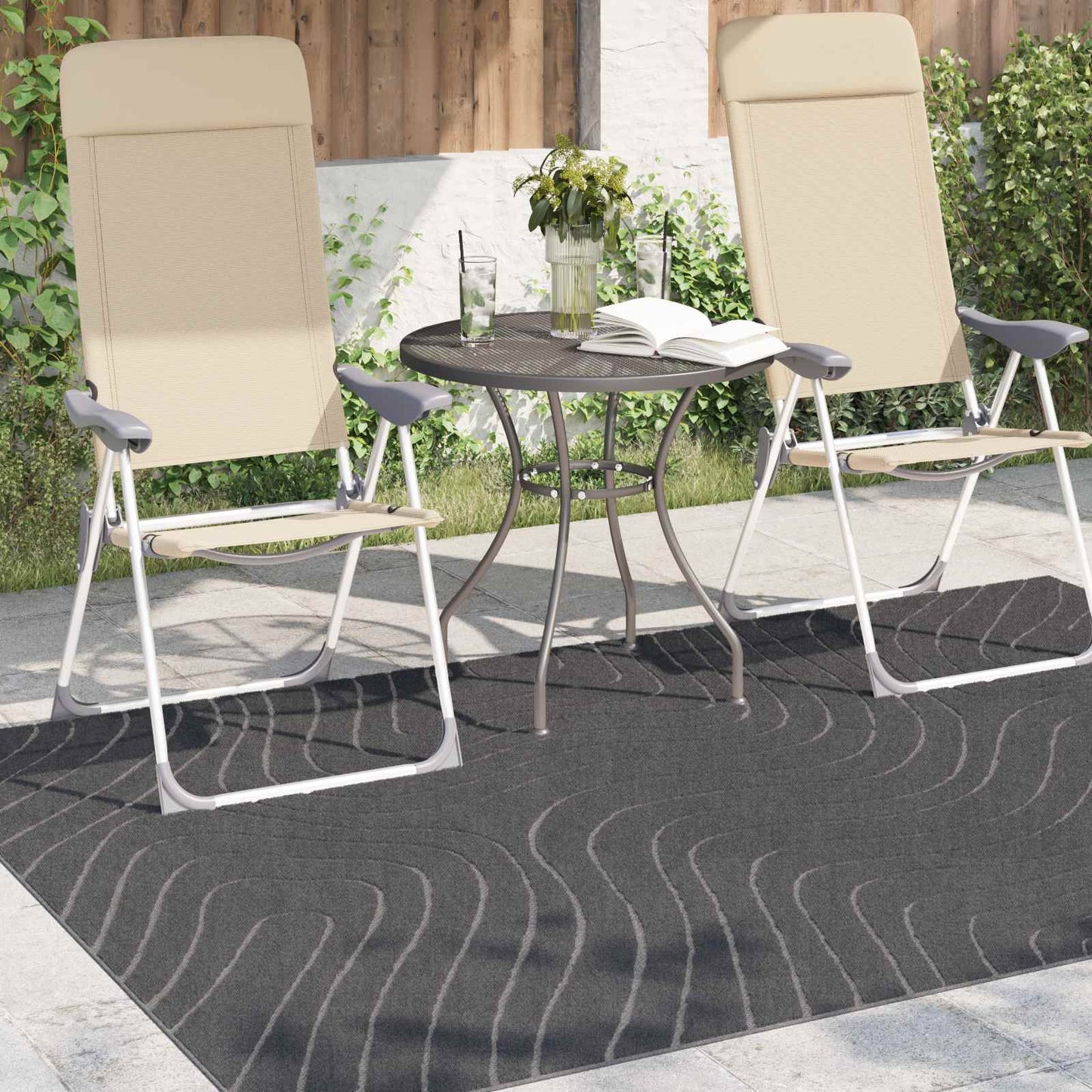 Områdetepper PALMERAS Antrasitt 170 x 120 cm Polyester