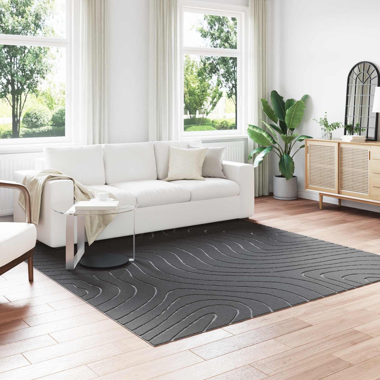 Områdetepper Torget PALMERAS Antrasitt 240 x 240 cm Polyester