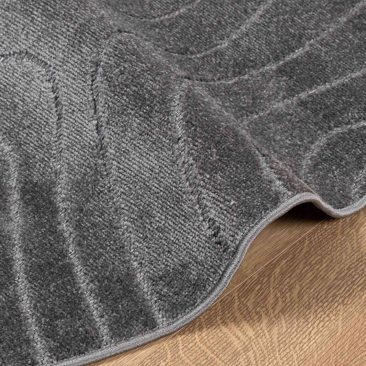 Områdetepper Rund PALMERAS Antrasitt Ø 200 CM Polyester