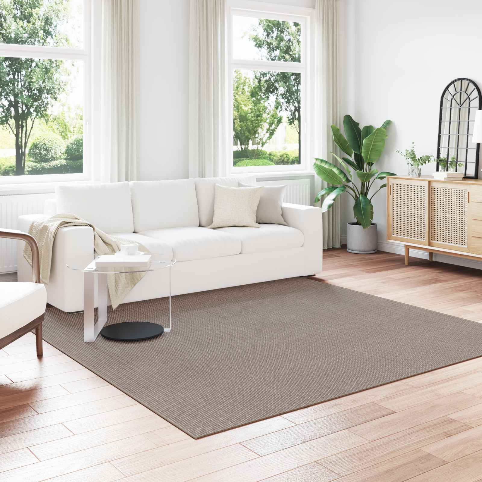 Områdetepper Torget HUARTE Gråbrun 240 x 240 cm Polyester vidaXL