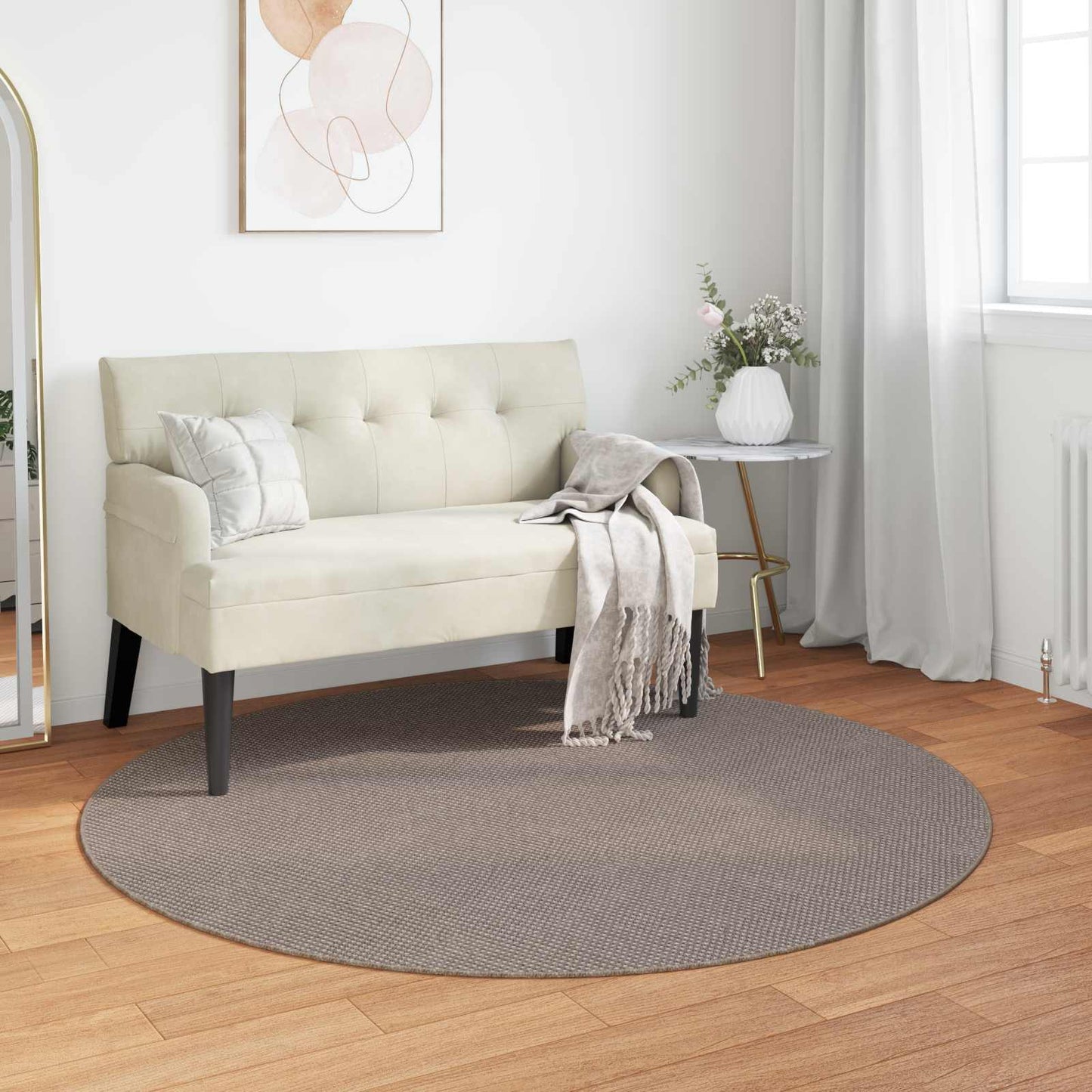 Områdetepper Rund HUARTE Gråbrun Ø 120 CM Polyester vidaXL