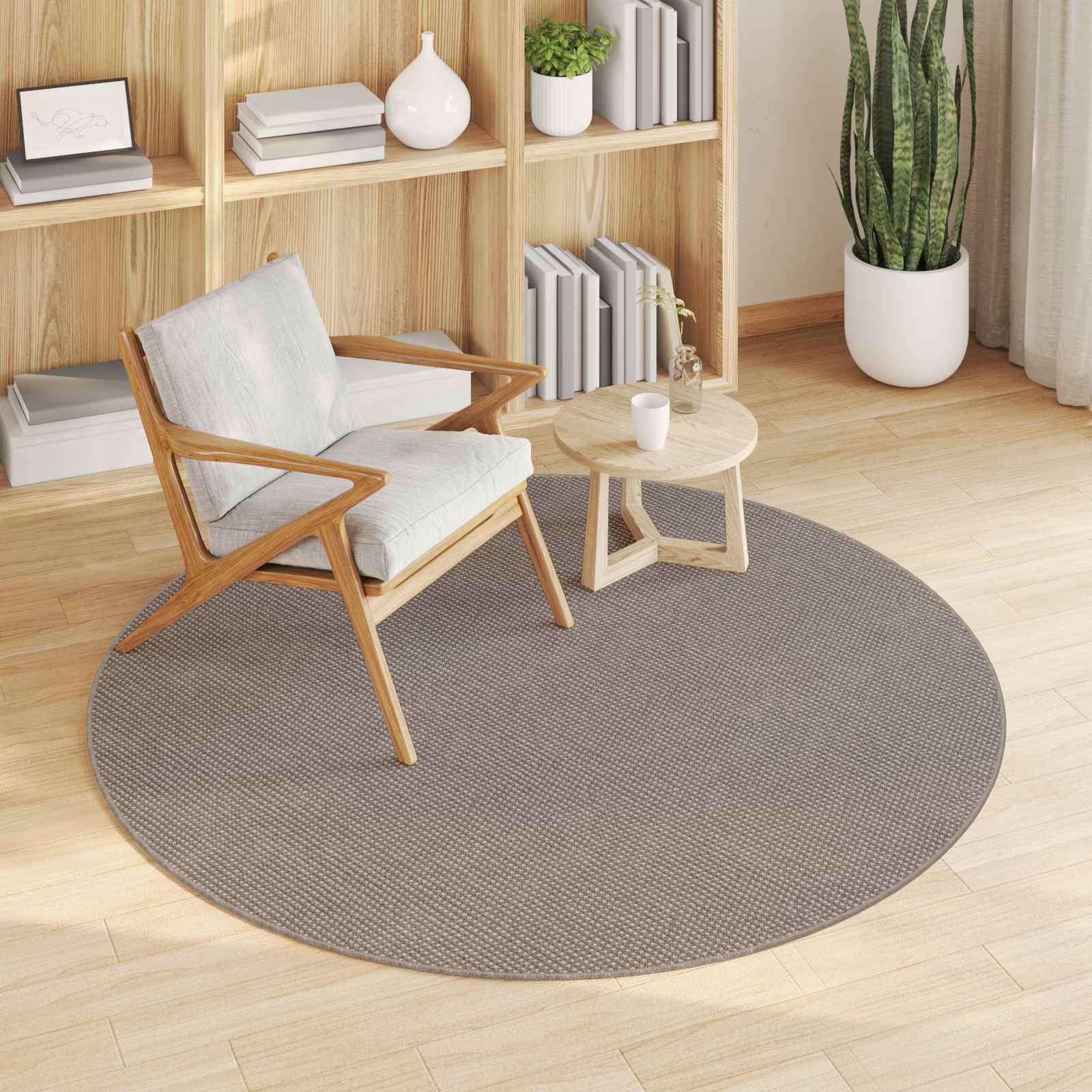 Områdetepper Rund HUARTE Gråbrun Ø 120 CM Polyester vidaXL