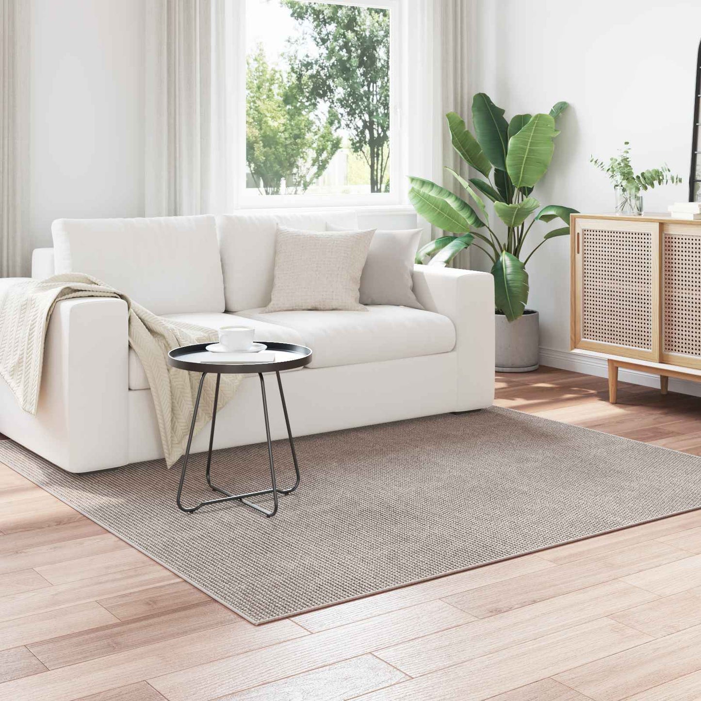 Områdetepper Torget HUARTE Krem og Taupe 120 x 120 cm Polyester vidaXL