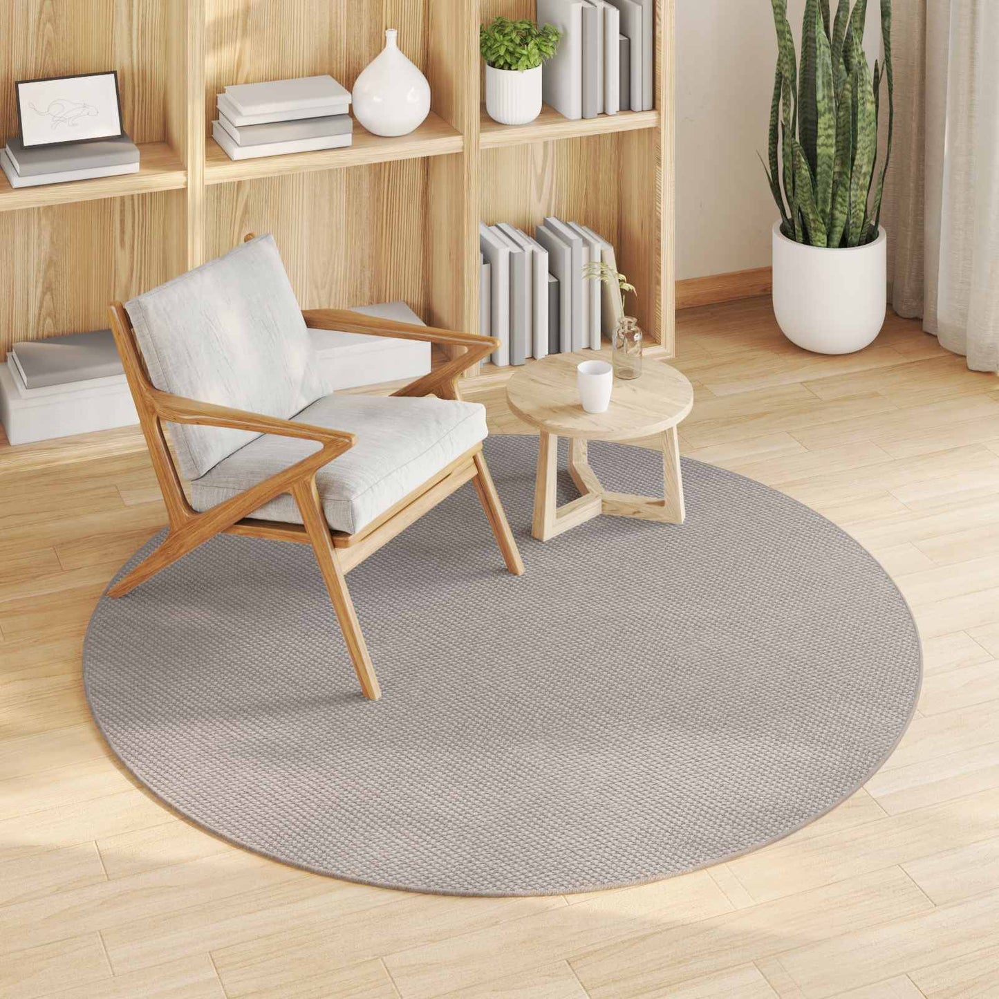 Områdetepper Rund LUGO Krem og Taupe Ø 200 CM Polyester