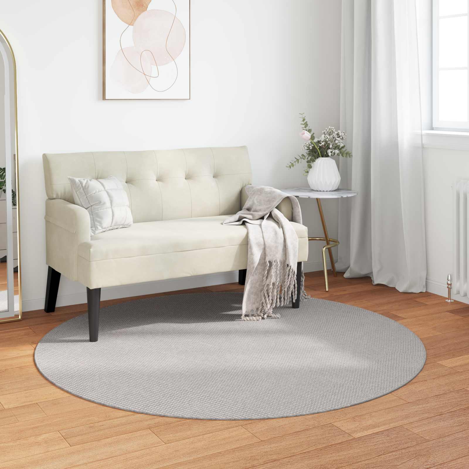 Områdetepper Rund HUARTE Krem og Grå Ø 200 CM Polyester vidaXL