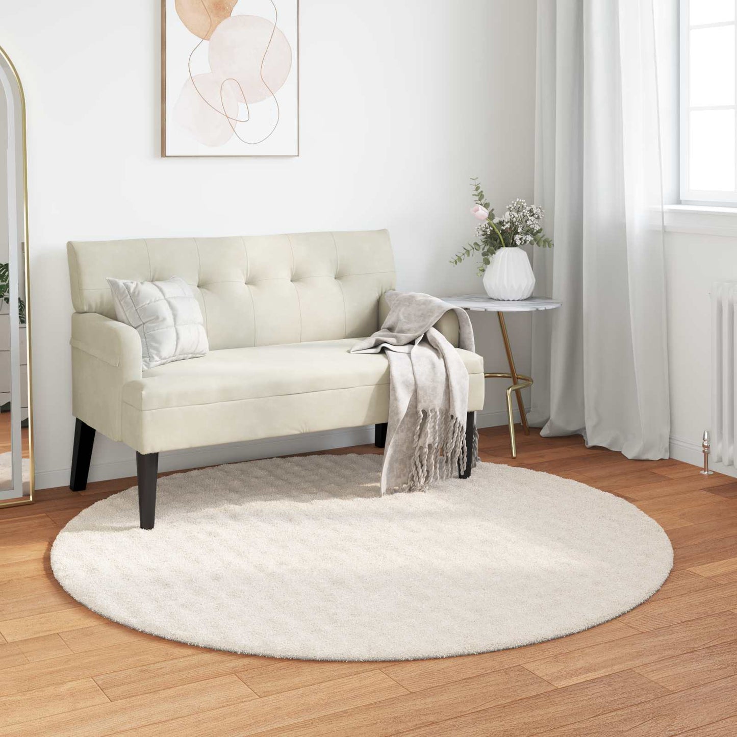 Områdetepper Rund SIROLO Krem Ø 120 CM Polyester