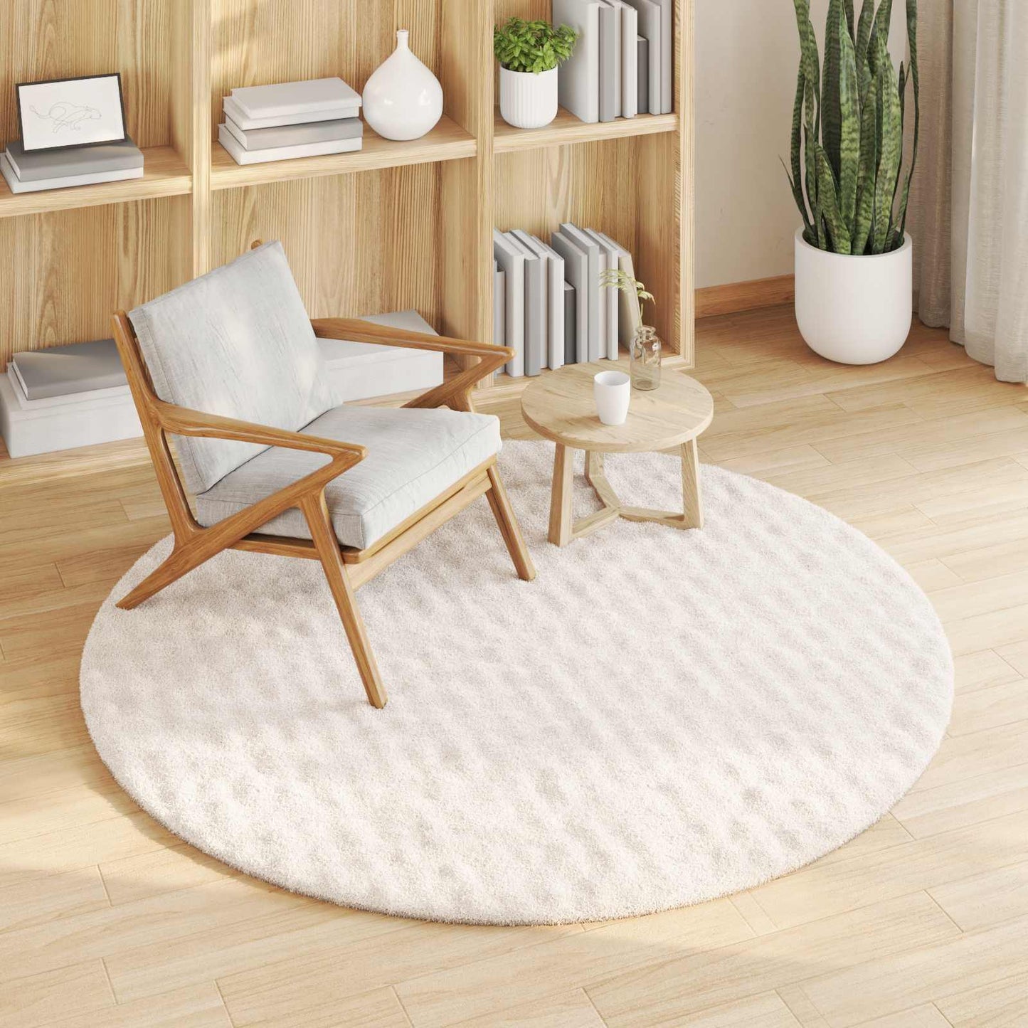Områdetepper Rund SIROLO Krem Ø 120 CM Polyester