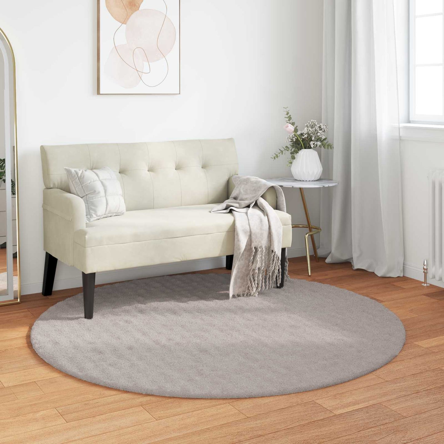 Områdetepper Rund SIROLO sand Ø 160 CM Polyester