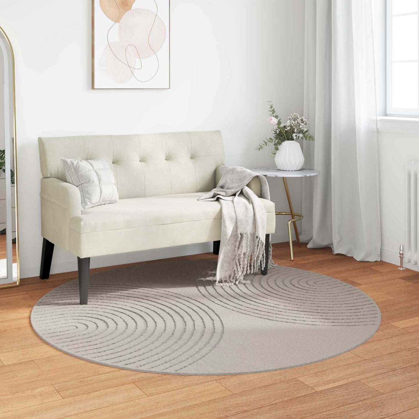 Områdetepper Rund GALATI Krem Ø 120 CM Polyester