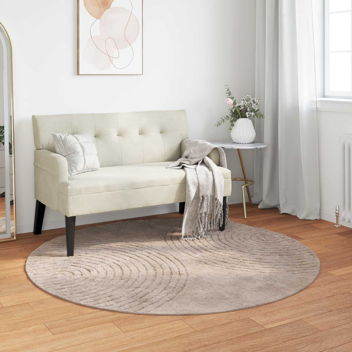 Områdetepper Rund GALATI Beige Ø 120 CM Polyester