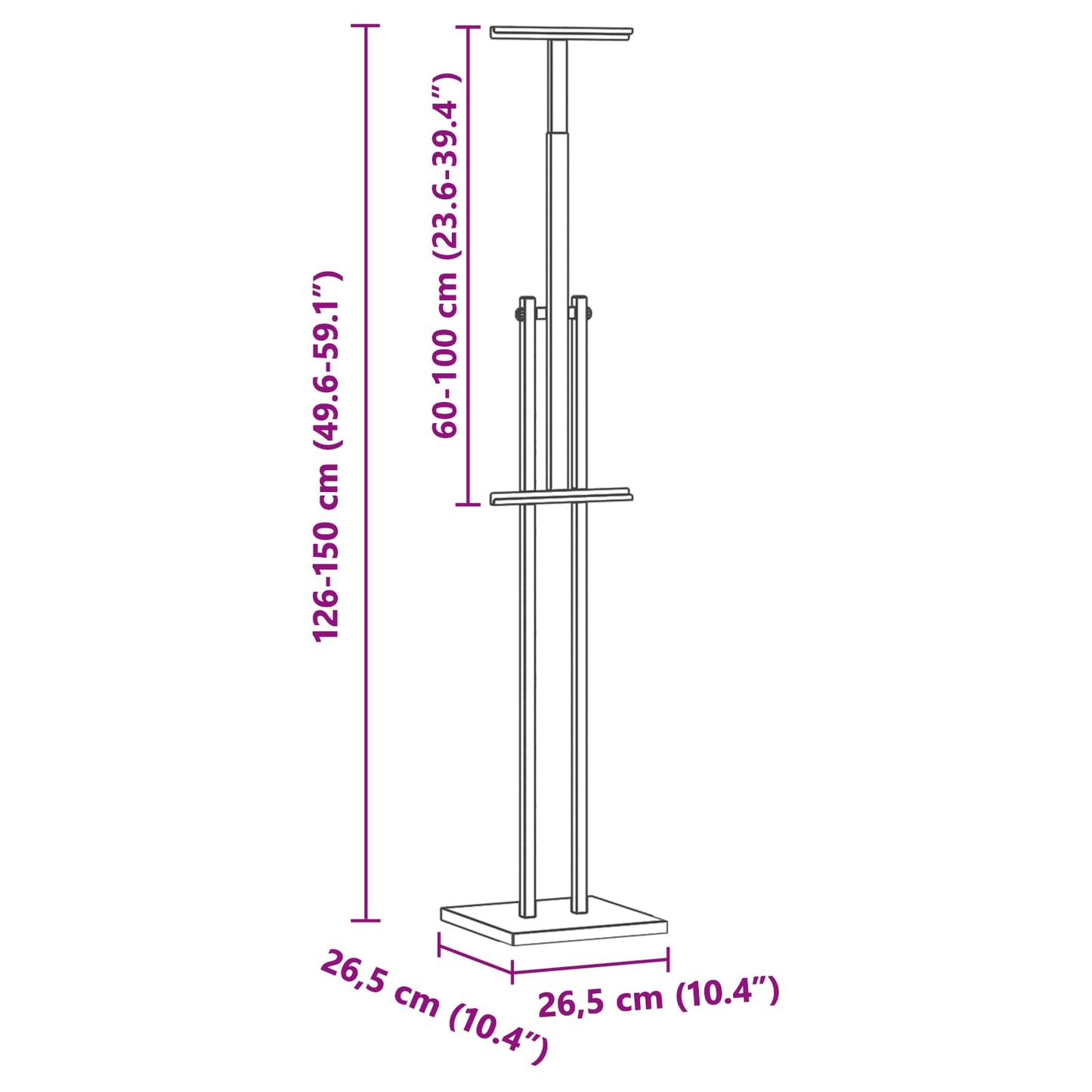 Messe Utstillinger 2 stk. Svart 26,5 x 26,5 x 150 cm Stål