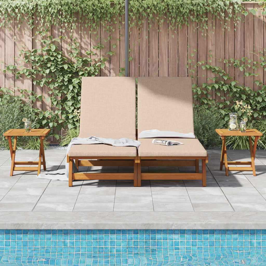 Solstol med pute Beige Solid akasietre vidaXL