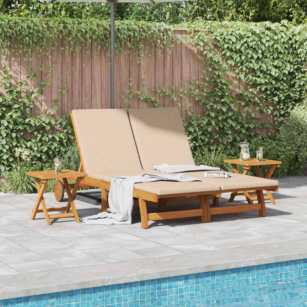 Solstol med pute Beige Solid akasietre vidaXL