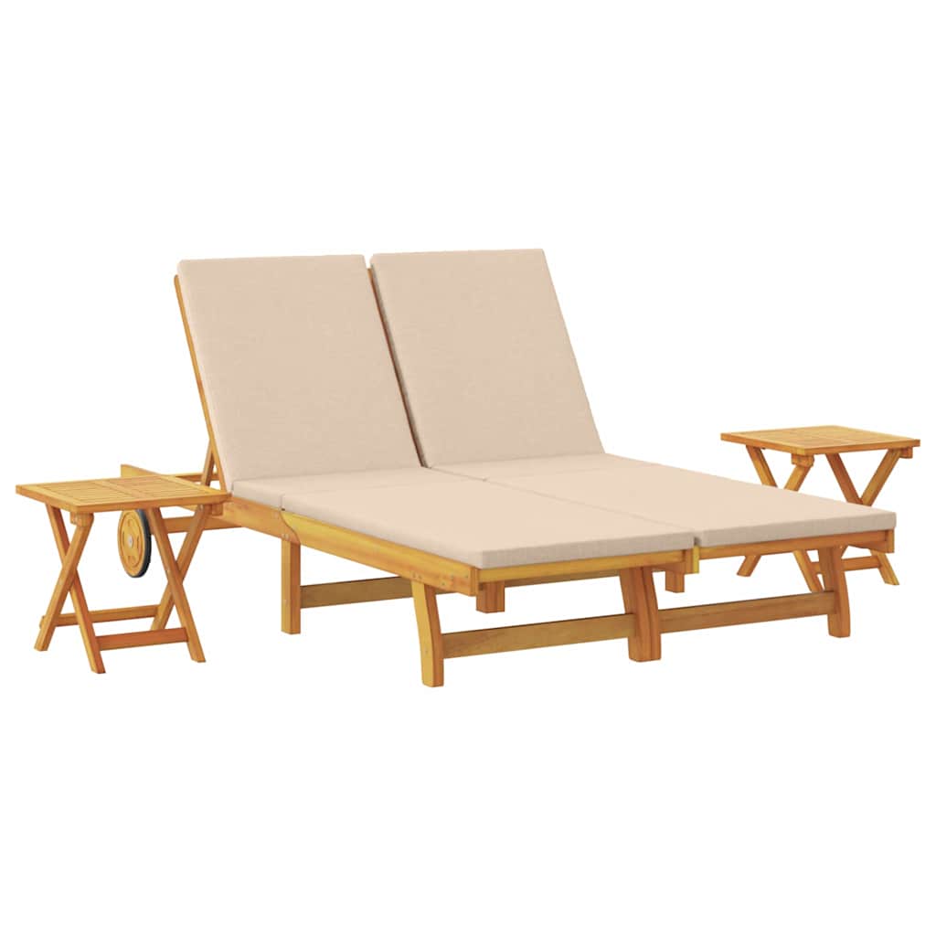 Solstol med pute Beige Solid akasietre vidaXL