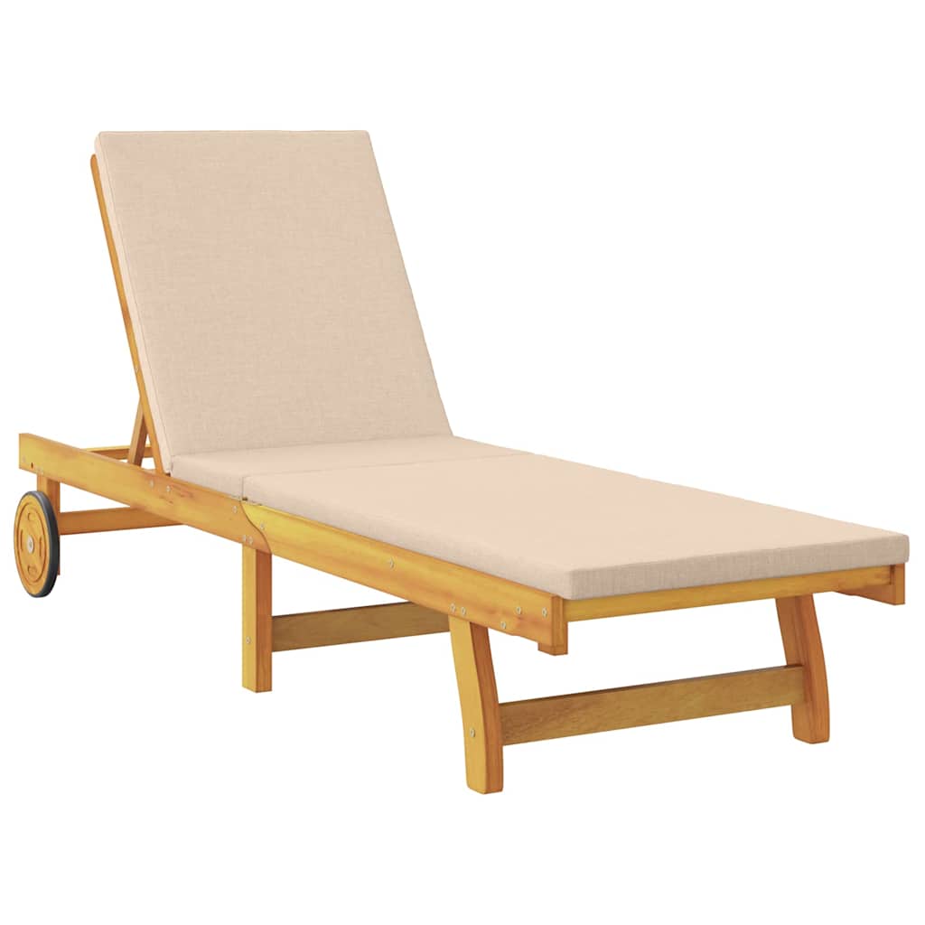 Solstol med pute Beige Solid akasietre vidaXL