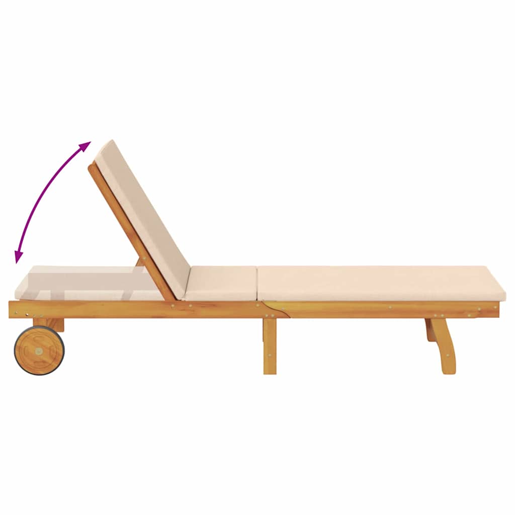 Solstol med pute Beige Solid akasietre vidaXL