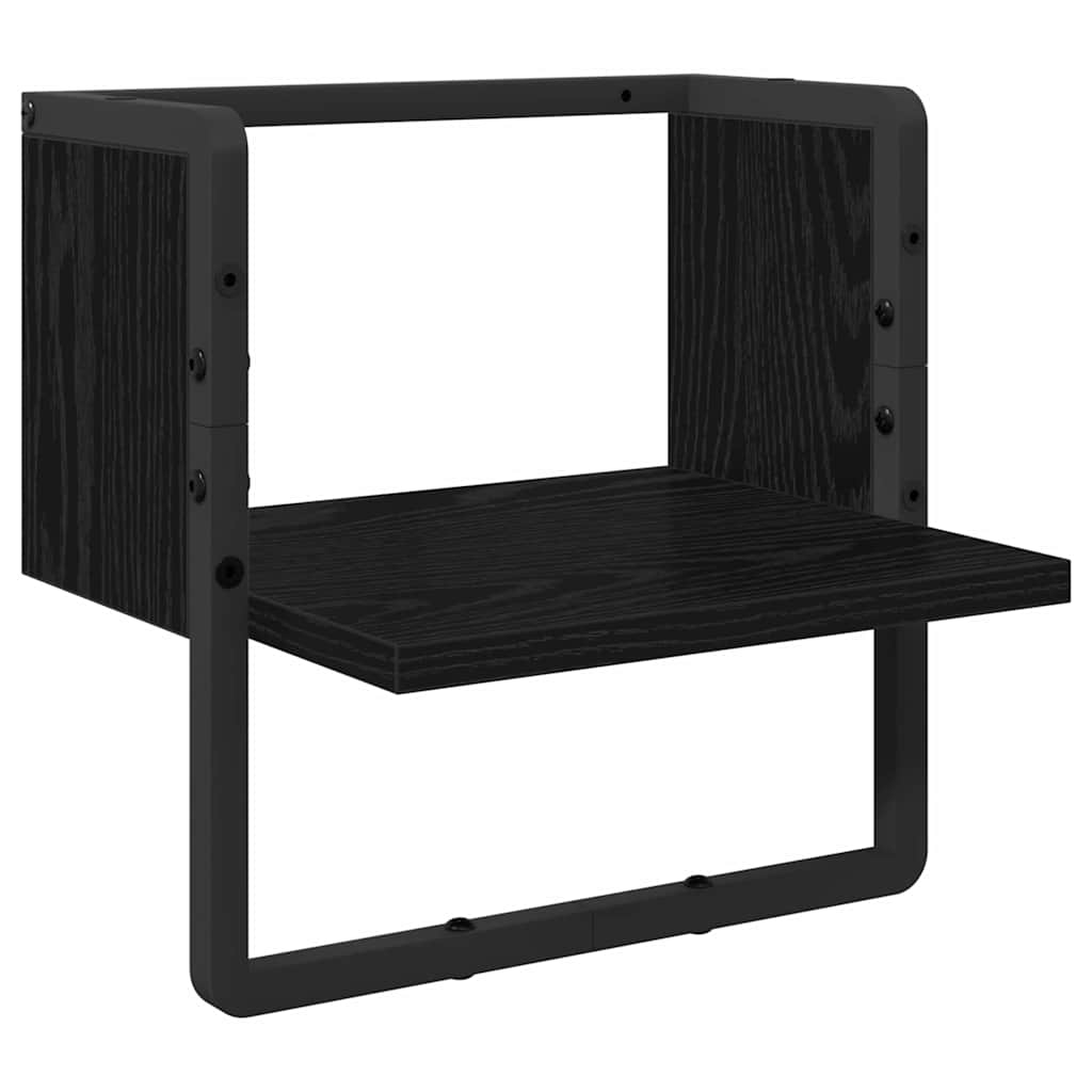 Vegghylle med hylle Svart Eik 30 x 25 x 30 cm Konstruert tre