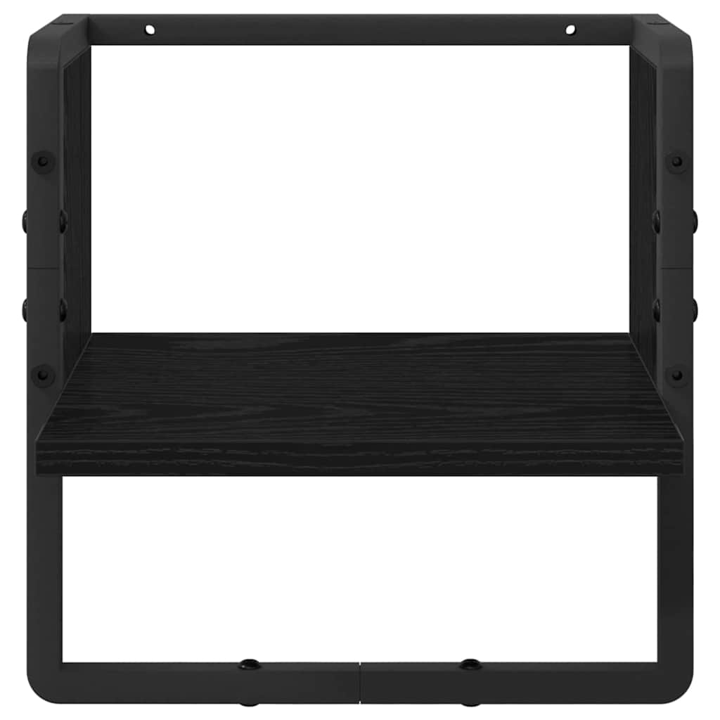 Vegghylle med hylle Svart Eik 30 x 25 x 30 cm Konstruert tre