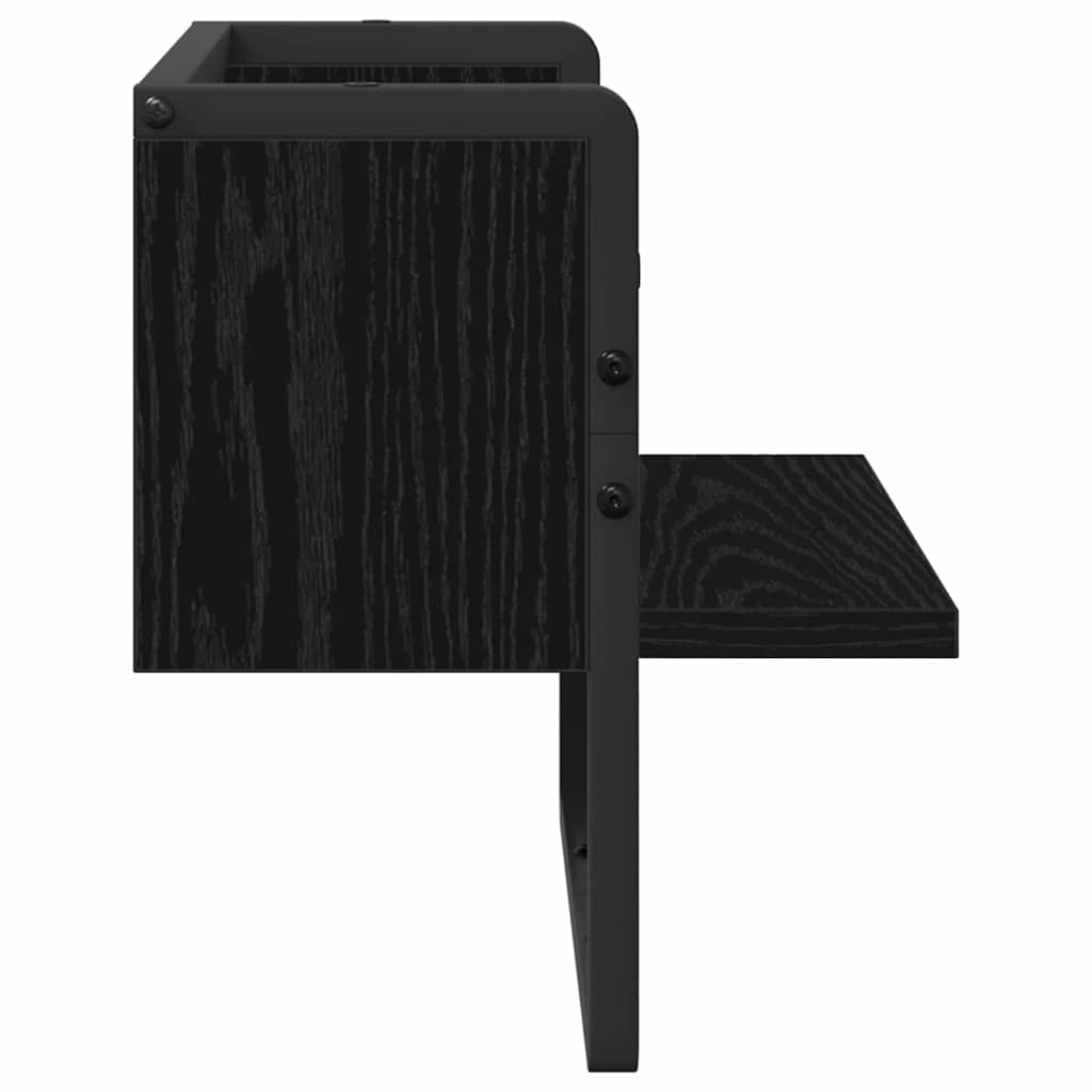 Vegghylle med hylle Svart Eik 30 x 25 x 30 cm Konstruert tre