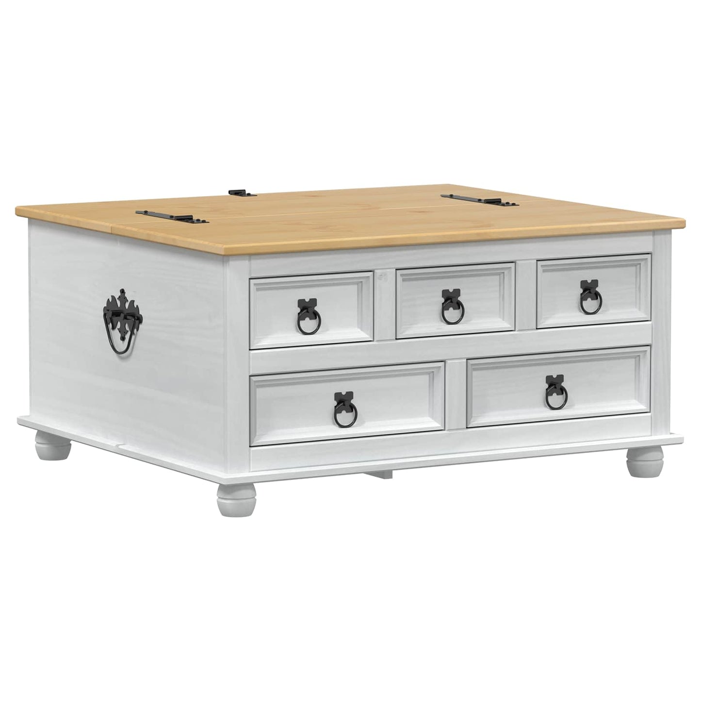 storage box med skuff Hvit 90 x 78 x 45 cm Massiv furu