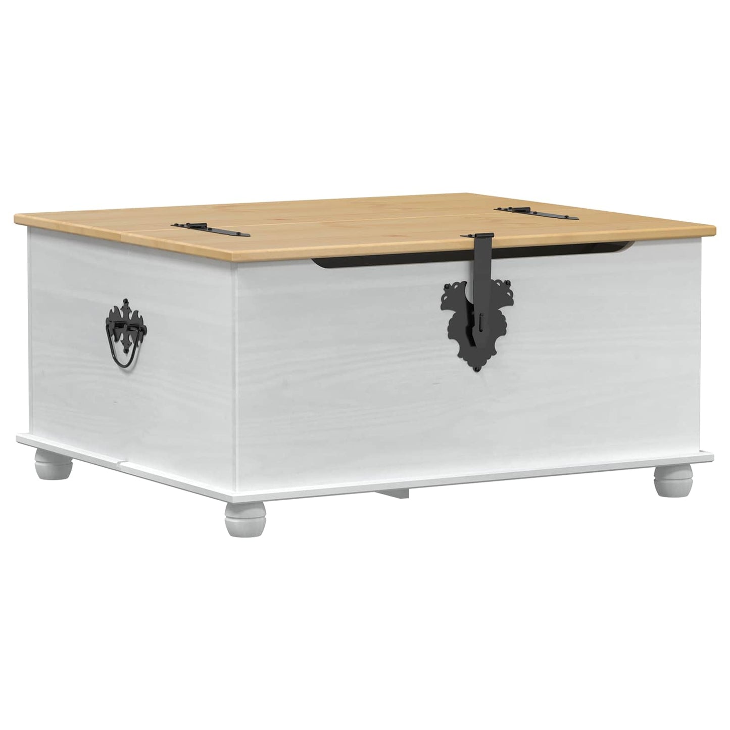 storage box med skuff Hvit 90 x 78 x 45 cm Massiv furu