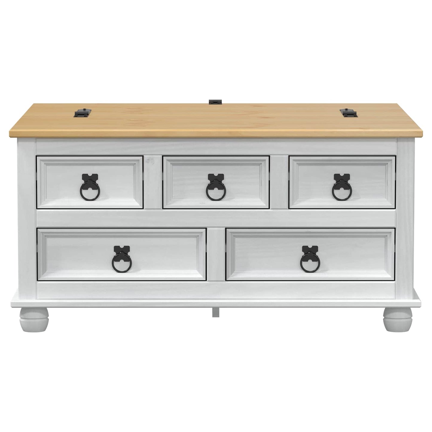storage box med skuff Hvit 90 x 78 x 45 cm Massiv furu