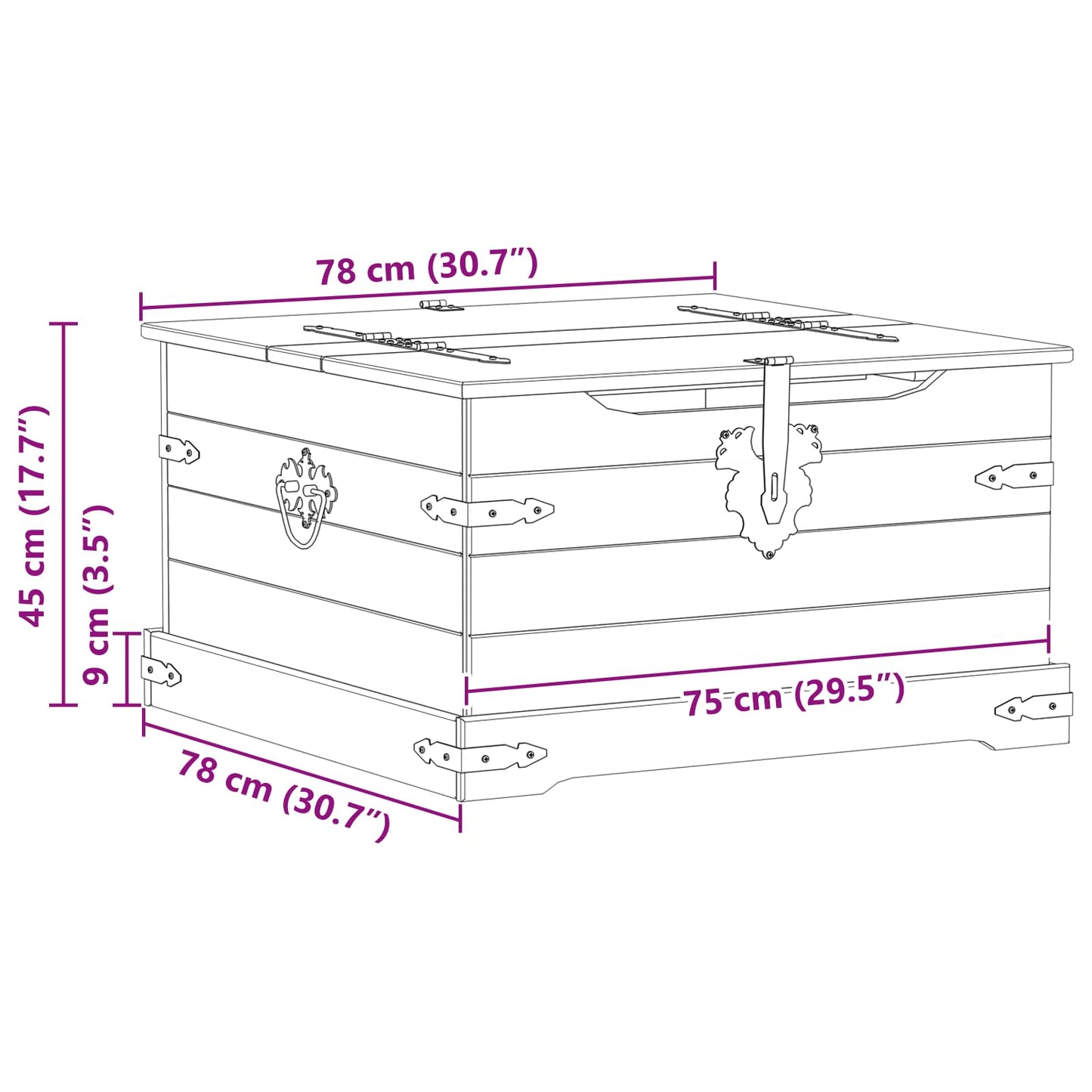 storage box med hylle Hvit 78 x 78 x 45 cm Massiv furu