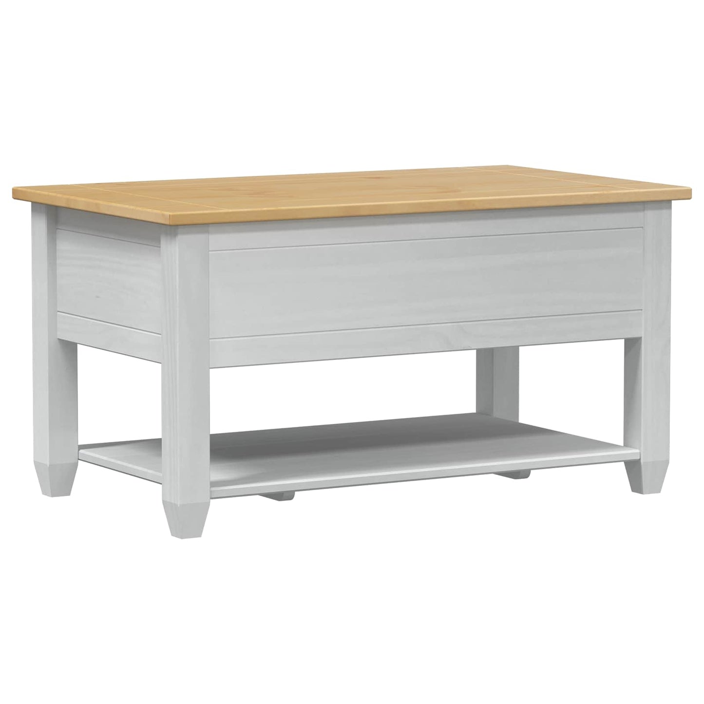 Kaffebord med skuff Hvit 85 x 50 x 45 cm Massiv furu
