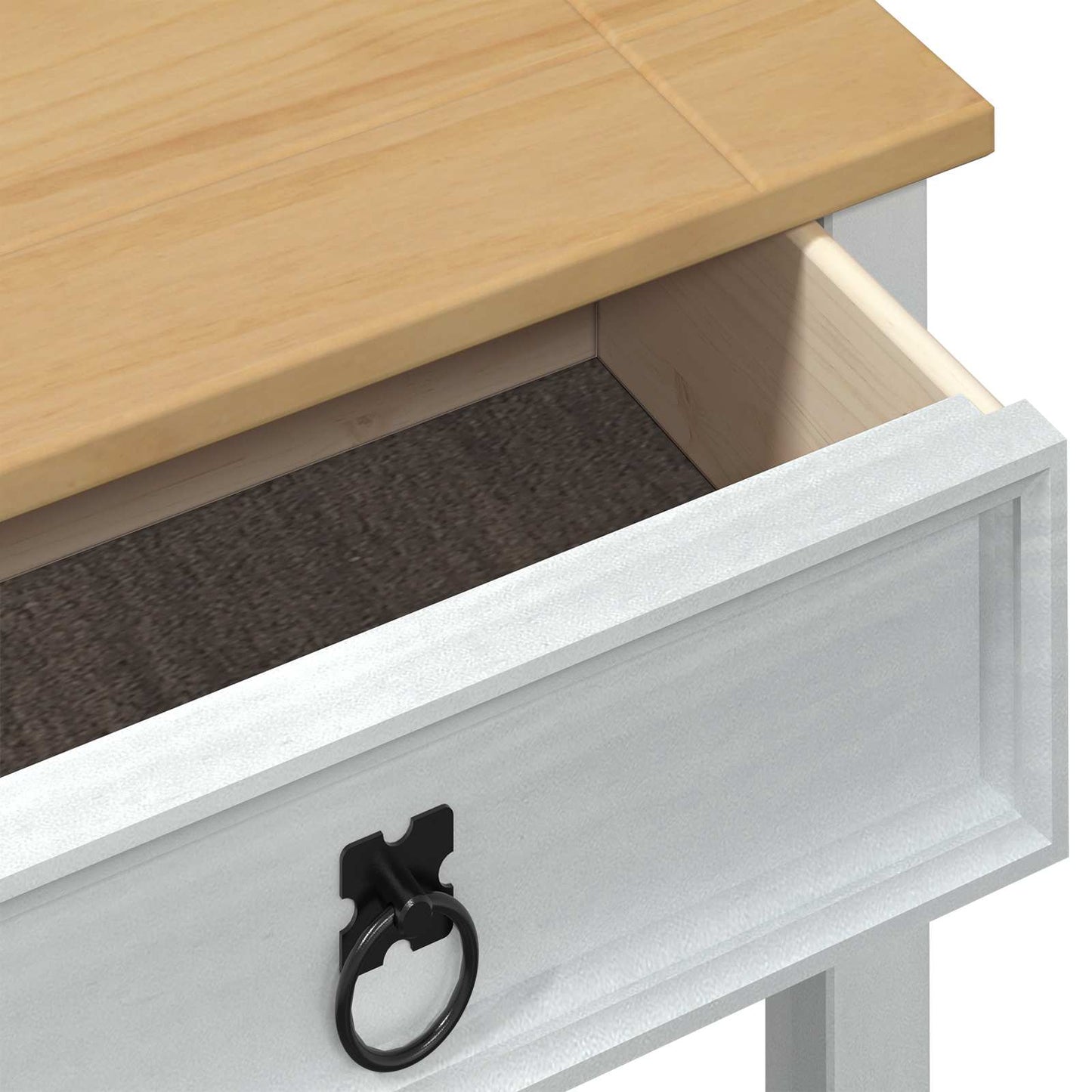 Konsollbord med skuff Hvit 55 x 35 x 73 cm Massiv furu